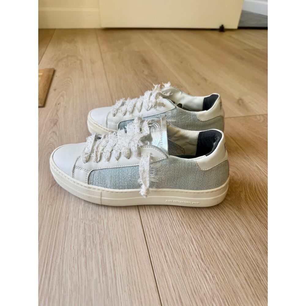 P448 Thea Light Blue Denim Platform Italian Sneaker 39